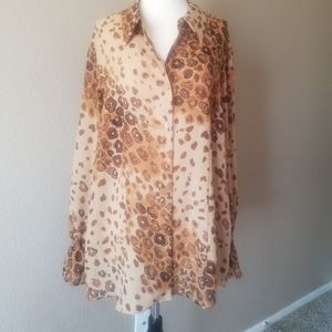 Apostrophe Women's Chetta Print long sleeve Blouse, Size 18W